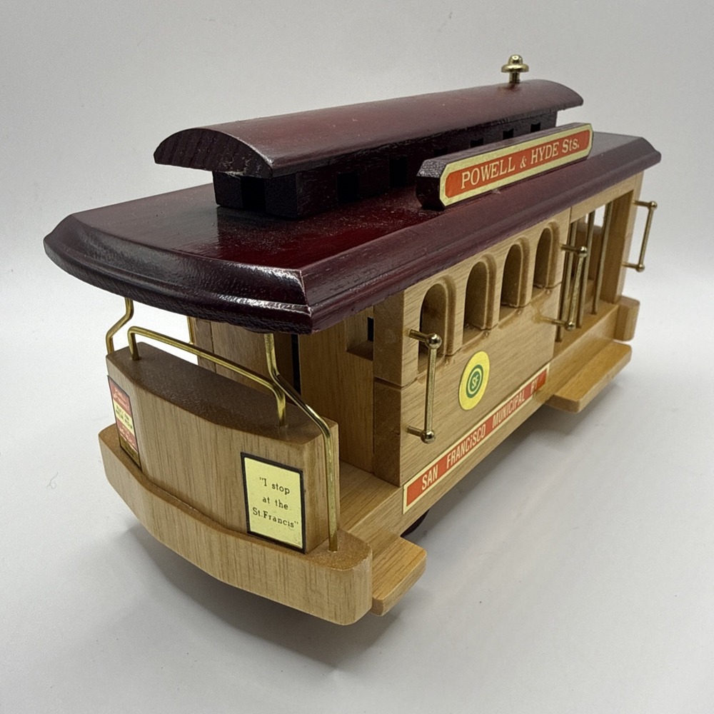 San Francisco Music Box Company Wooden Cable Car Music Box Powell & Hyde St